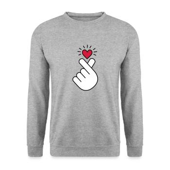 K pop heart, korea, k pop, music, symbol, hand, pop - Unisex Sweatshirt - salt & pepper - Front - Alina (178cm) & Michal (187cm)