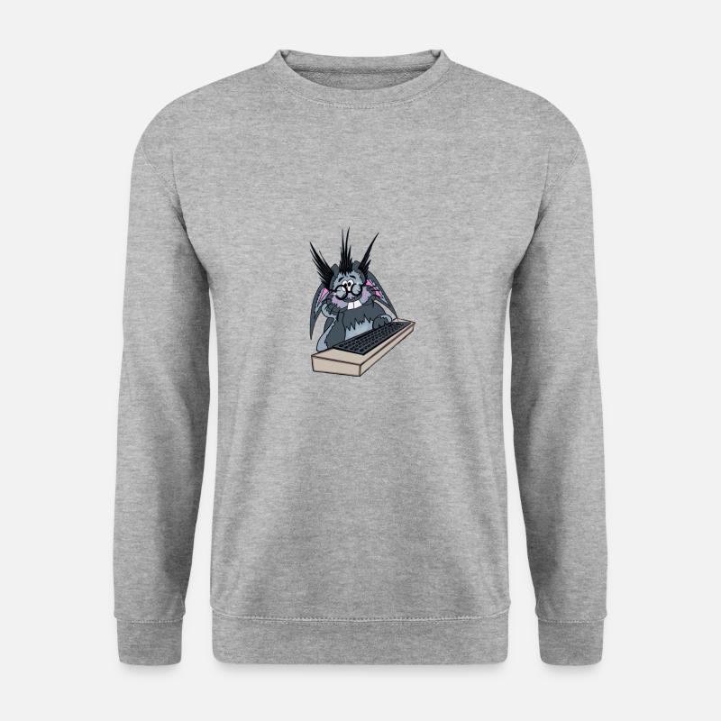 Hase Computer - Unisex Pullover - Weißgrau meliert
