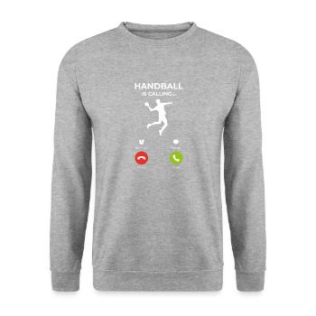 Sport de passe-temps d'entraîneur de handball disant cadeau - Sweat-shirt Unisexe - gris chiné - Devant - Alina (178cm) & Michal (187cm)