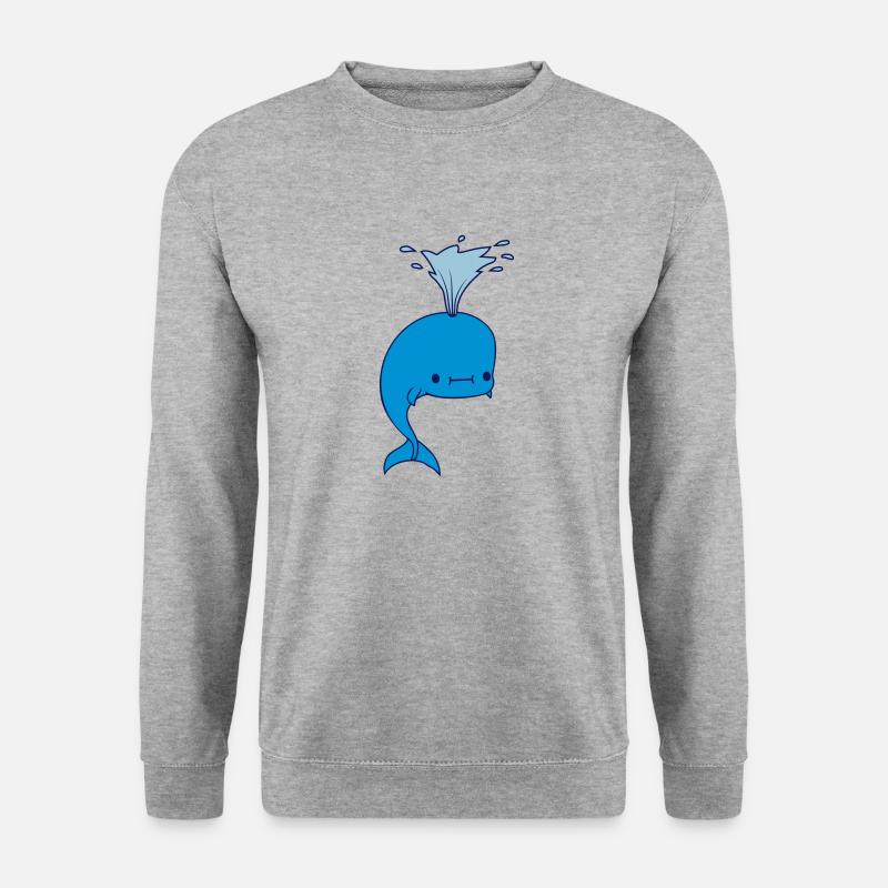Wasser spritzender Wal - Unisex Pullover - Weißgrau meliert