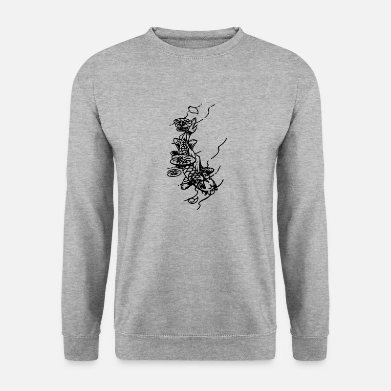 Japanischer Karpfen - Unisex Pullover - Weißgrau meliert