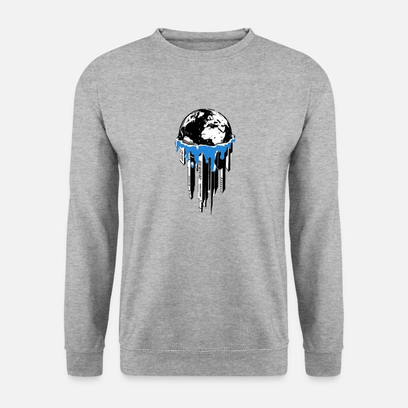 Schmelzende Welt - Unisex Pullover - Weißgrau meliert