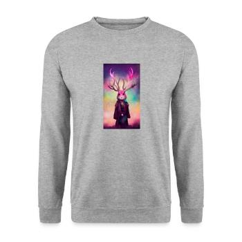 Le lapin-cerf mage - Sweat-shirt Unisexe - gris chiné - Devant - Alina (178cm) & Michal (187cm)