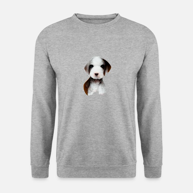 Welpen - Unisex Pullover - Weißgrau meliert