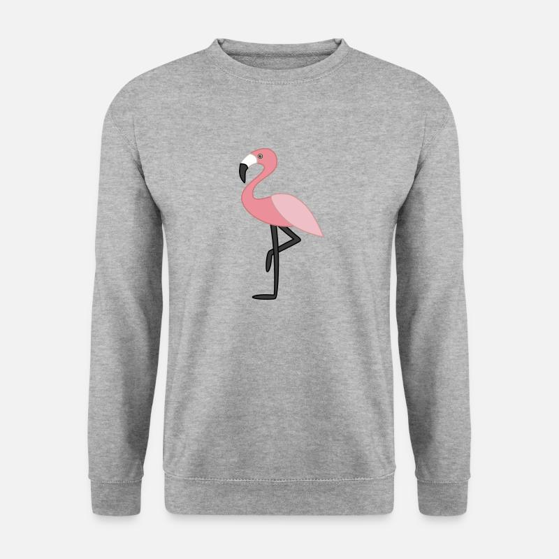 Rosa Flamingo rosa - Unisex Pullover - Weißgrau meliert