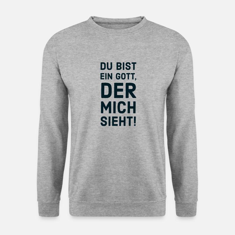 Du bist ein Gott der mich sieht Losung 2023 - Unisex Pullover - Weißgrau meliert