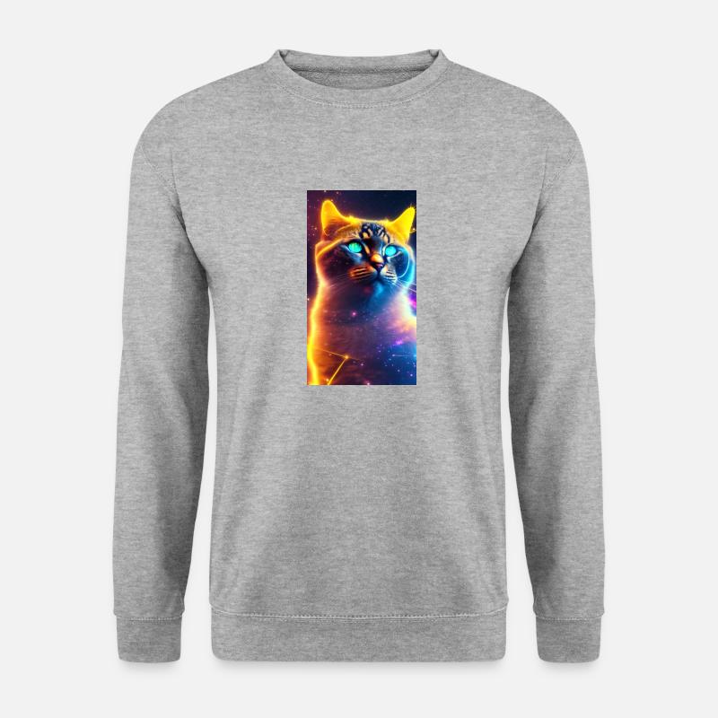 AstroCat Orange Version - Unisex Pullover - Weißgrau meliert