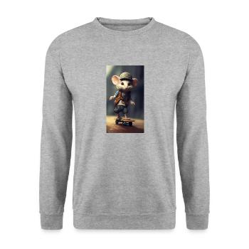 Skatermaus - Unisex Pullover - Weißgrau meliert - Vorne - Alina (178cm) & Michal (187cm)