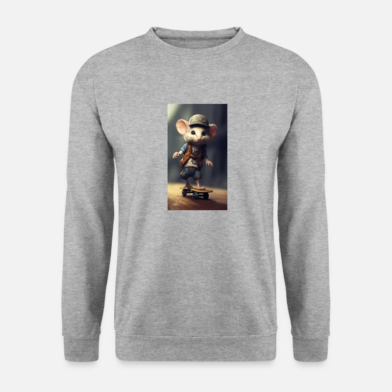 Skatermaus - Unisex Pullover - Weißgrau meliert