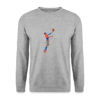 Basketballspieler - Unisex Pullover - Weißgrau meliert - Vorne - Alina (178cm) & Michal (187cm)