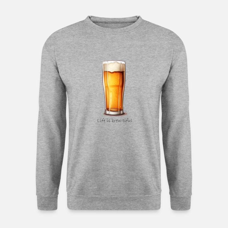life is brew-tiful - Unisex Pullover - Weißgrau meliert