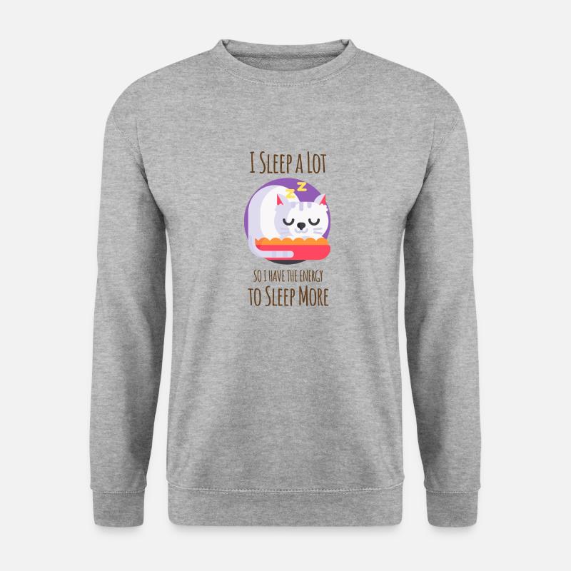 Schlafliebhaber Katze - Unisex Pullover - Weißgrau meliert
