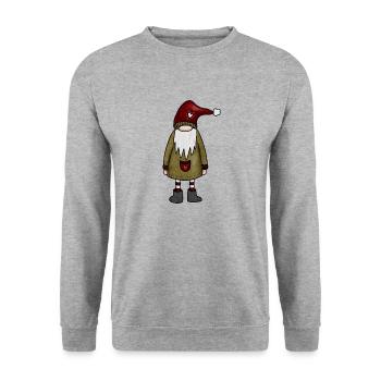Wichtel, Weihnachtswichtel, Knom - Unisex Pullover - Weißgrau meliert - Vorne - Alina (178cm) & Michal (187cm)