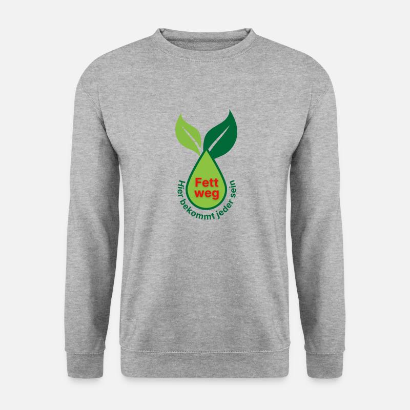 Hier Fettweg - Unisex Pullover - Weißgrau meliert