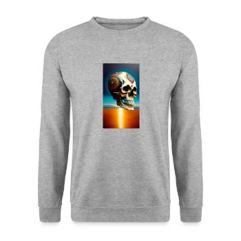 Schädel Logo - Unisex Pullover - Weißgrau meliert - Vorne - Alina (178cm) & Michal (187cm)