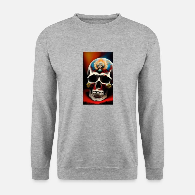 Indianer Schädel - Unisex Pullover - Weißgrau meliert