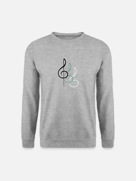 Musik Notenschlüssel Note Melodie Musiknote Sound - Unisex Pullover - Weißgrau meliert