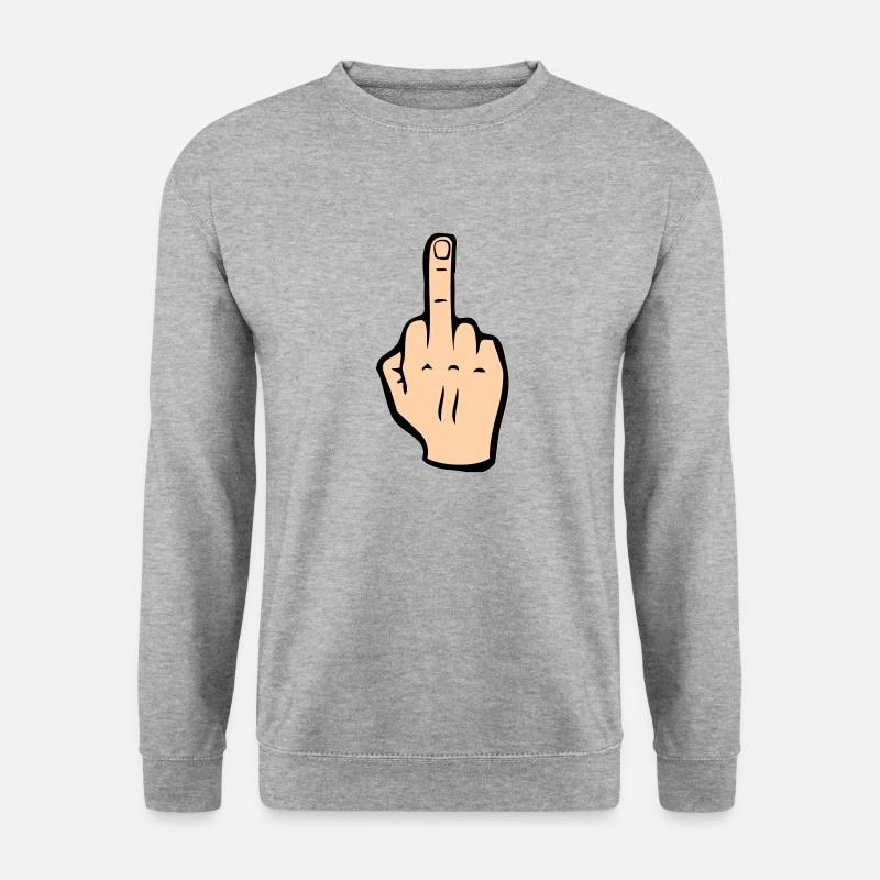 Mittelfinger - Unisex Pullover - Weißgrau meliert