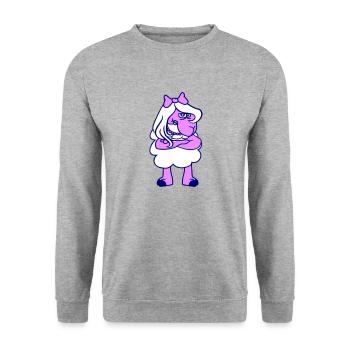 mouton offensé fille femme bras croisés - Sweat-shirt Unisexe - gris chiné - Devant - Alina (178cm) & Michal (187cm)