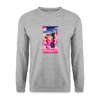 Amour Manga – Romance de Saint-Valentin - Sweat-shirt Unisexe - gris chiné - Devant - Alina (178cm) & Michal (187cm)