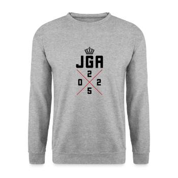 Jga 2025 Junggesellenabschied - Unisex Pullover - Weißgrau meliert - Vorne - Alina (178cm) & Michal (187cm)