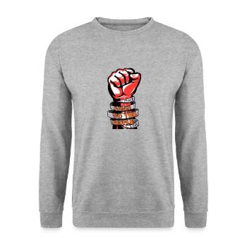 Power to the People - Fist Pump - Unisex Sweatshirt - salt & pepper - Front - Alina (178cm) & Michal (187cm)