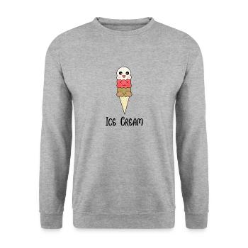 Crème glacée - Sweat-shirt Unisexe - gris chiné - Devant - Alina (178cm) & Michal (187cm)
