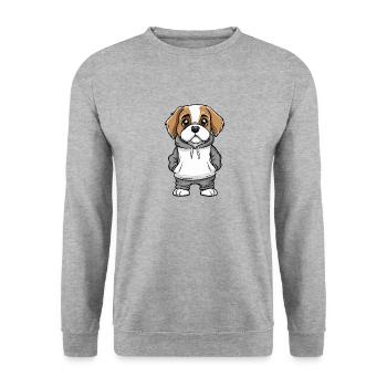 Saint Bernard Hund Lustig - Unisex Pullover - Weißgrau meliert - Vorne - Alina (178cm) & Michal (187cm)