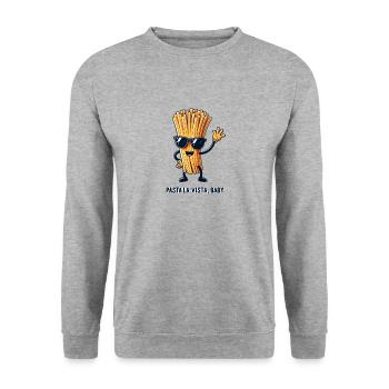 Pasta La Vista, Baby! - Unisex Pullover - Weißgrau meliert - Vorne - Alina (178cm) & Michal (187cm)