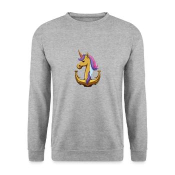 einhorn anker - Unisex Pullover - Weißgrau meliert - Vorne - Alina (178cm) & Michal (187cm)