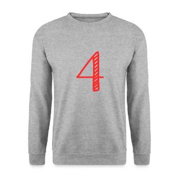 4 ANS. 4e ANNIVERSAIRE. ANNIVERSAIRE 4 ANS . 4 - Sweat-shirt Unisexe - gris chiné - Devant - Alina (178cm) & Michal (187cm)