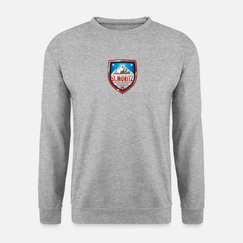 St. Moritz, Schweiz - Unisex Pullover - Weißgrau meliert