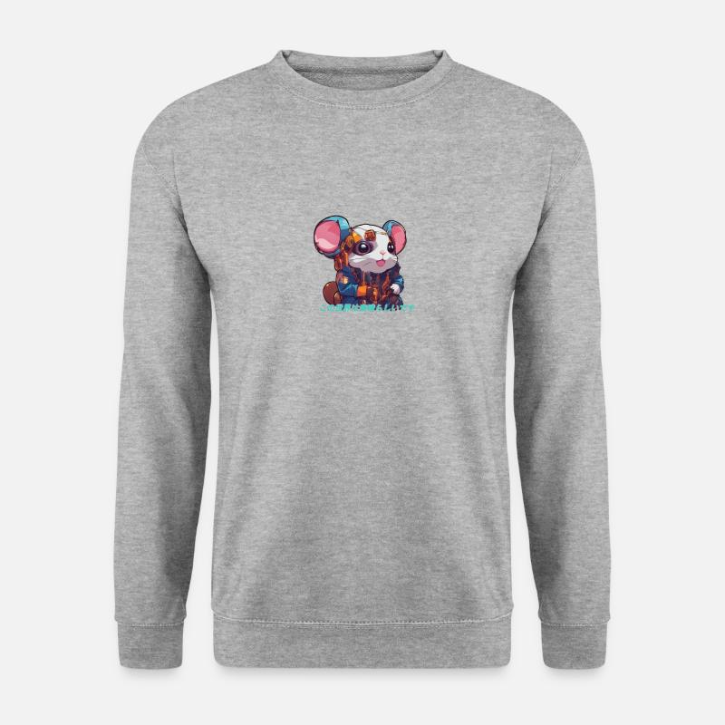 R3D DataHam // Cyberpunk - Unisex Pullover - Weißgrau meliert