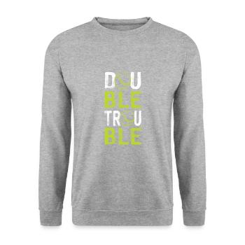 tennis double trouble - Unisex Pullover - Weißgrau meliert - Vorne - Alina (178cm) & Michal (187cm)