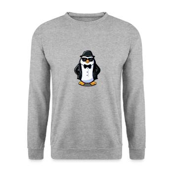 Der Pinguin - Unisex Pullover - Weißgrau meliert - Vorne - Alina (178cm) & Michal (187cm)