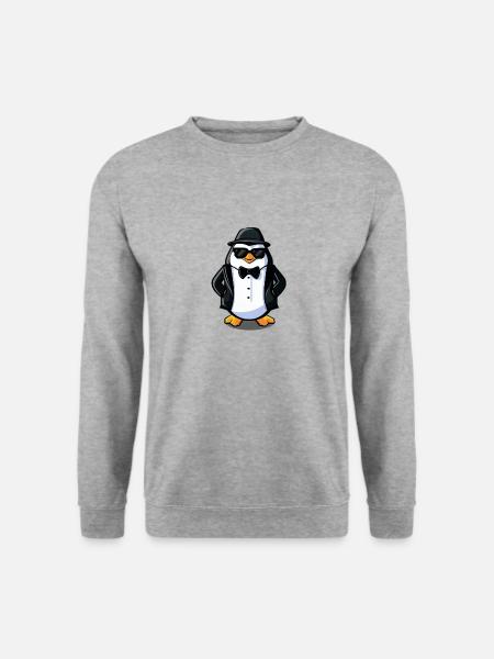 Der Pinguin - Unisex Pullover - Weißgrau meliert