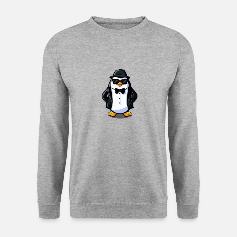 Der Pinguin - Unisex Pullover - Weißgrau meliert
