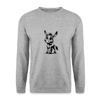 Cute Little Donkey Pencil Drawing - Unisex Sweatshirt - salt & pepper - Front - Alina (178cm) & Michal (187cm)
