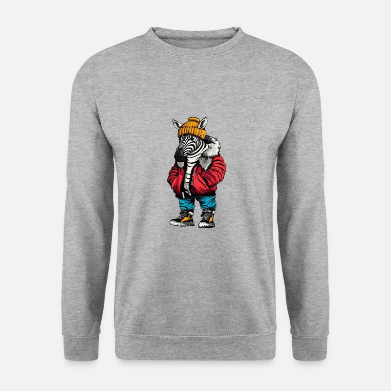 Zebra Lustig Winter - Unisex Pullover - Weißgrau meliert