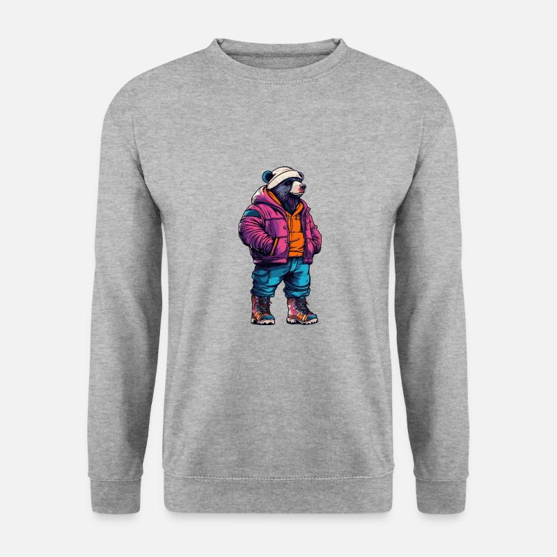 Bär Lustig Winter - Unisex Pullover - Weißgrau meliert