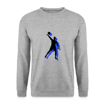 Volleyball Spieler Symbol - Unisex Pullover - Weißgrau meliert - Vorne - Alina (178cm) & Michal (187cm)