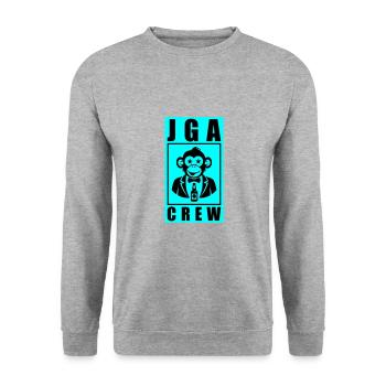JGA Crew Junggesellenabschied Affe - Unisex Pullover - Weißgrau meliert - Vorne - Alina (178cm) & Michal (187cm)