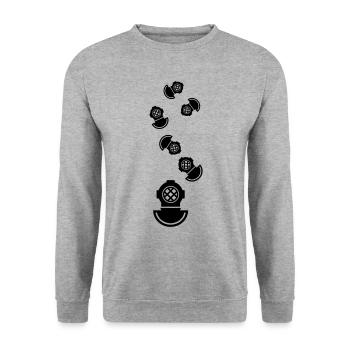 Taucherhelm Tauchen symbol - Unisex Pullover - Weißgrau meliert - Vorne - Alina (178cm) & Michal (187cm)