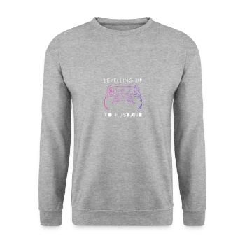 Ehemann Witziger Spruch Hochzeit Geschenk - Unisex Pullover - Weißgrau meliert - Vorne - Alina (178cm) & Michal (187cm)
