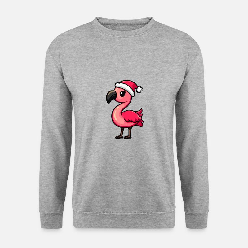 Flamingo Weihnachten Niedlich - Unisex Pullover - Weißgrau meliert