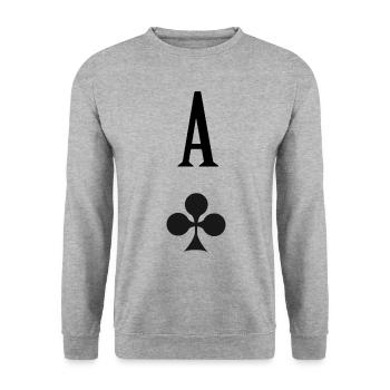 As de Trefle Carte A Jouer - Sweat-shirt Unisexe - gris chiné - Devant - Alina (178cm) & Michal (187cm)