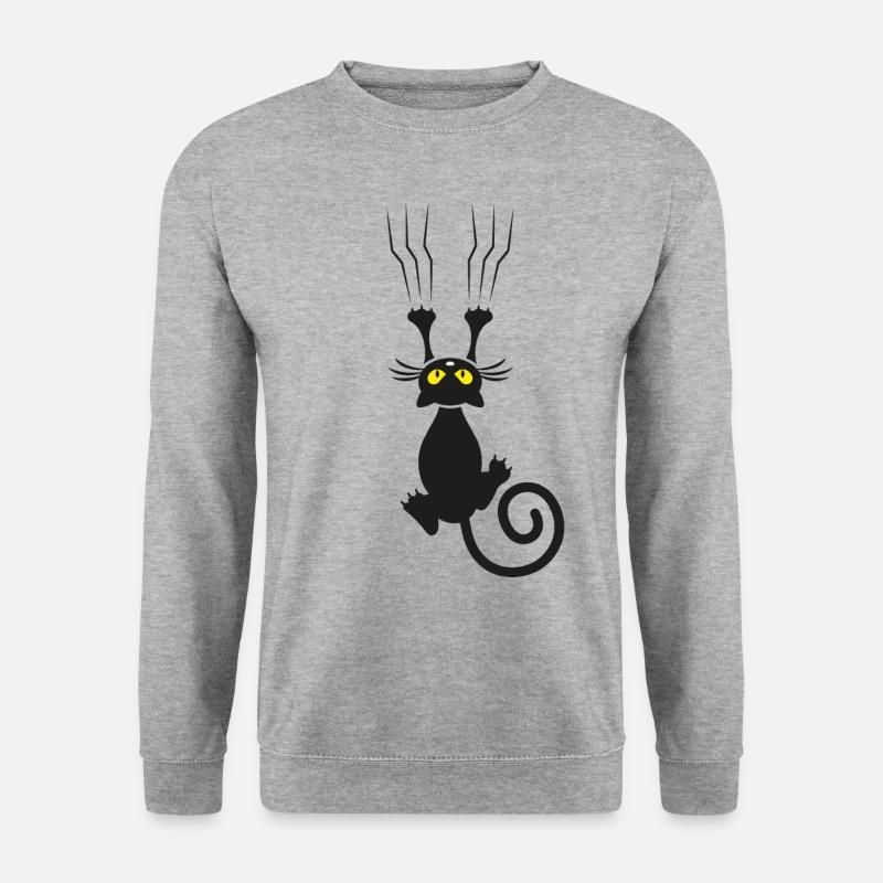Katze mit Krallen - Unisex Pullover - Weißgrau meliert