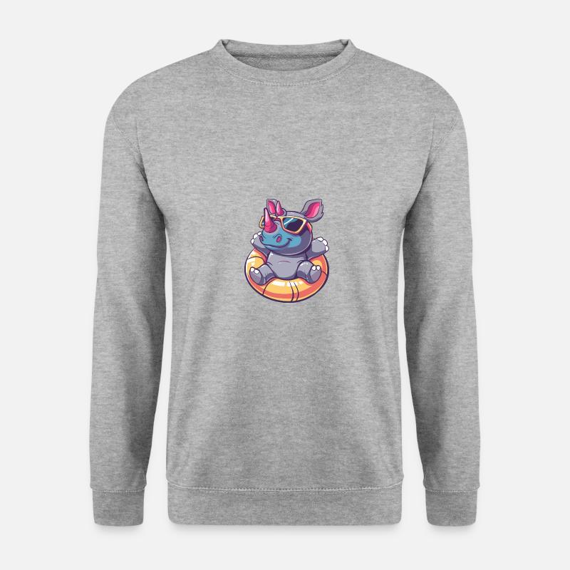 Nashorn Comic Cool - Unisex Pullover - Weißgrau meliert