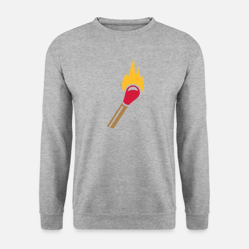 Streichholz Flamme - Unisex Pullover - Weißgrau meliert