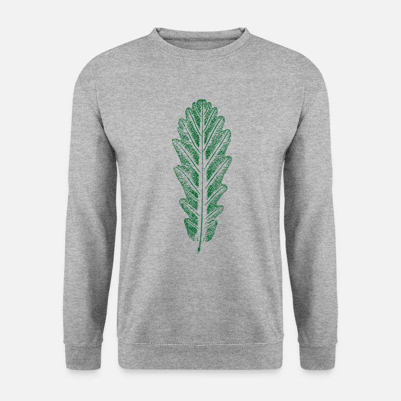 Eiche - Blatt / Eichenblatt - DRUCK - Unisex Pullover - Weißgrau meliert